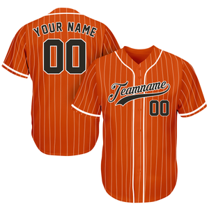 Customizable Baseball Jerseys - Gift For Baseball Fan - Pinstripe Orange White Black - Baseball Dad Father's Day Gifts