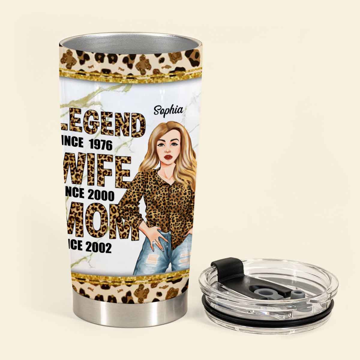 Legend Wife Mom Leopard - Personalized Tumbler - Gift For Wife