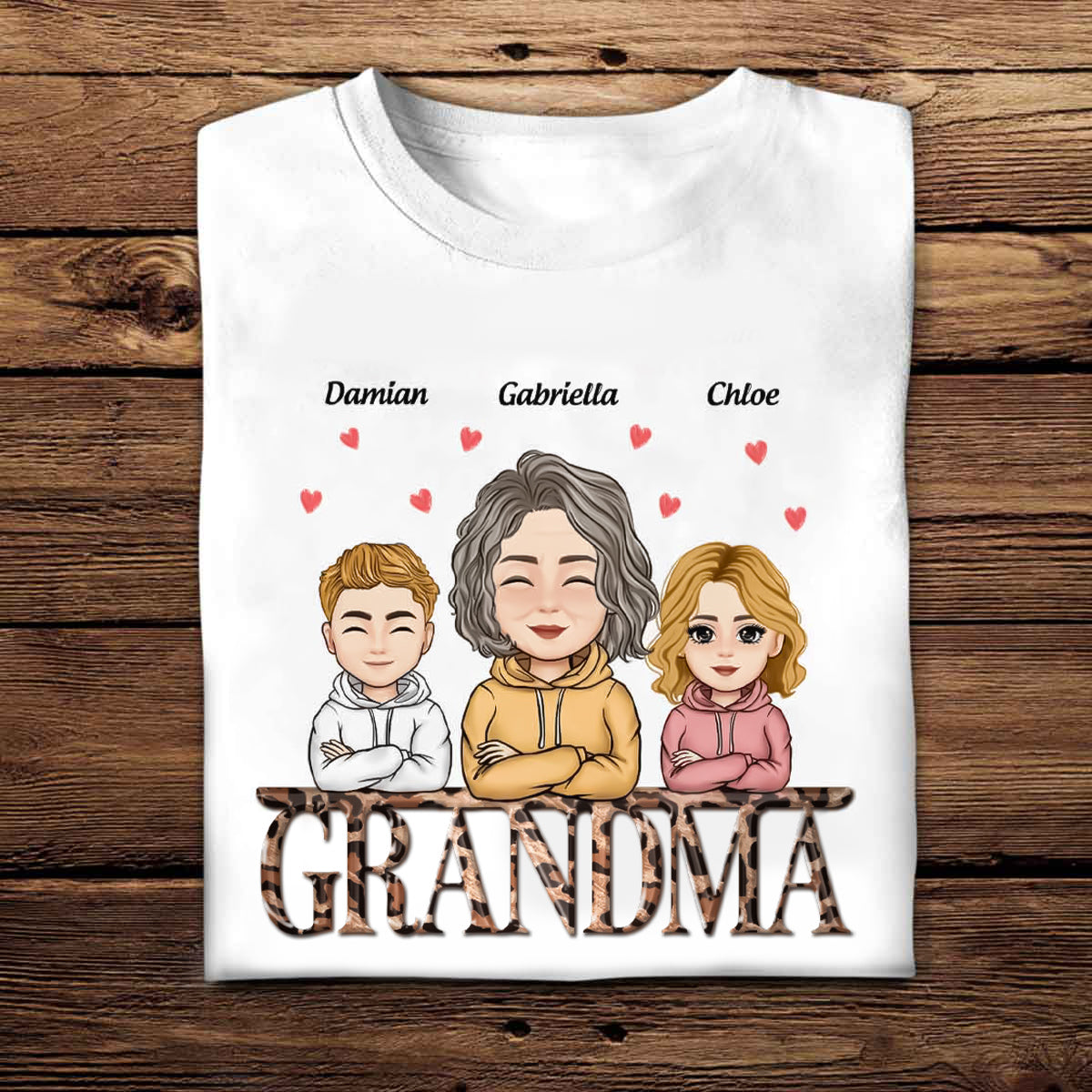 Leopard Grandma With Grandkids - Personalized Shirt - Mother's Day, Loving, Birthday Gift For Mother, Mom, Grandma