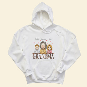 Leopard Grandma With Grandkids - Personalized Shirt - Mother's Day, Loving, Birthday Gift For Mother, Mom, Grandma