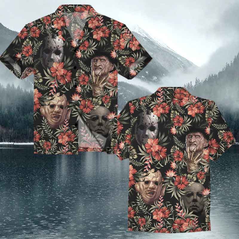 Halloween Horror Characters Hawaii All Over Print Hawaiian Shirt - Halloween