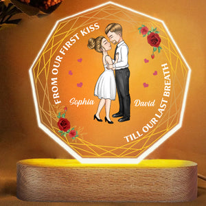 Kissing Couple Till Last Breath - Anniversary, Gift For Spouse, Lover, Husband, Wife, Boyfriend, Girlfriend 3D Led Light Wooden Base - Gift For Couple