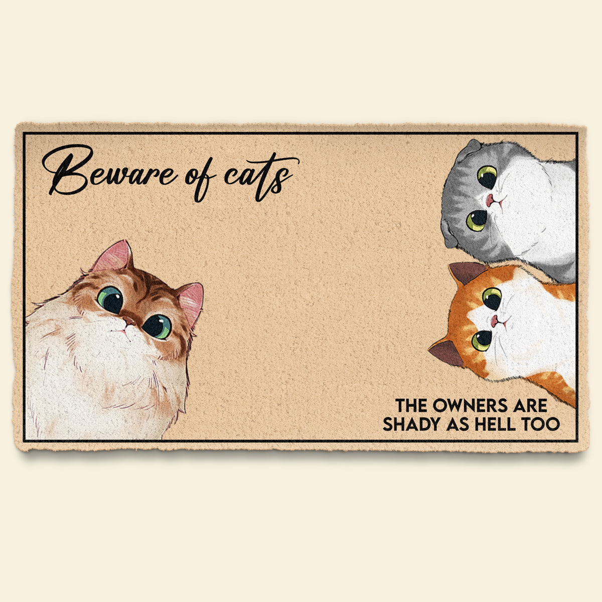 Beware Of Cats- Personalized Doormat - Funny Gift For Cat Lovers