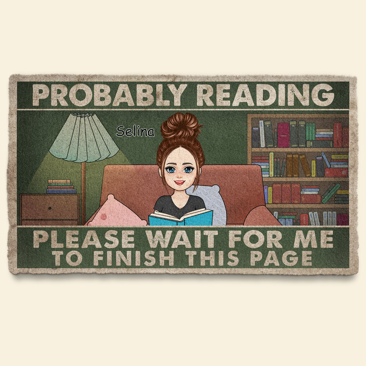 Probably Reading - Personalized Doormat - Funny, Gift For Book Lover