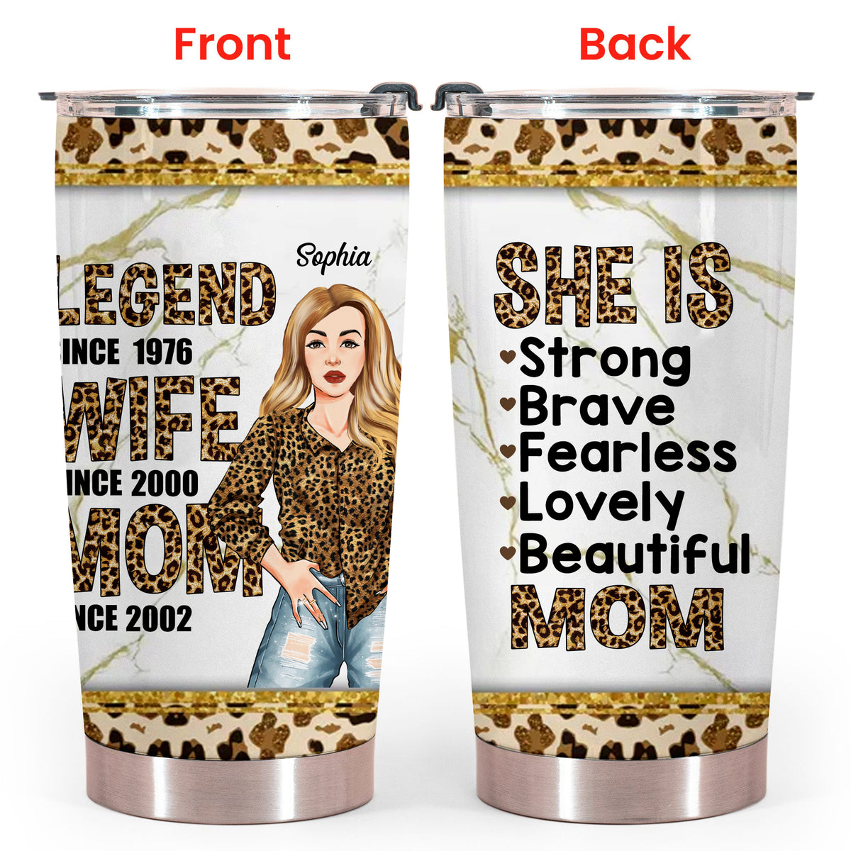 Legend Wife Mom Leopard - Personalized Tumbler - Gift For Wife