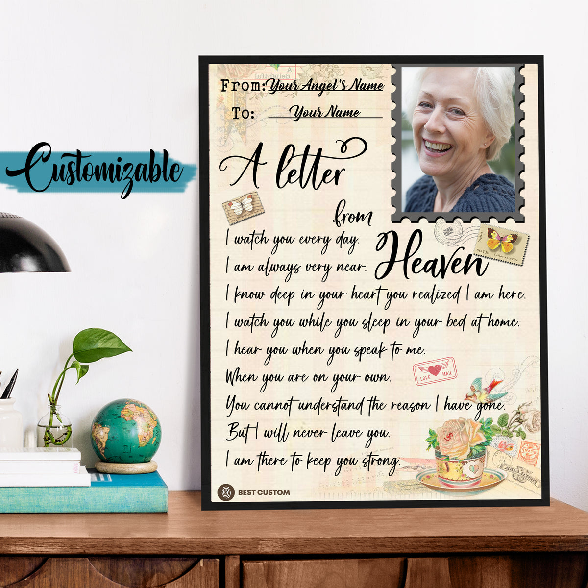 Letter From Heaven Personalized Photo Canvas Memorial