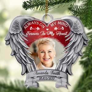Angel Heart Wings Memorial Always On My Mind -  Personalized Photo Custom Shape Ornament - Memorial BannerGG.png?v=1664337540