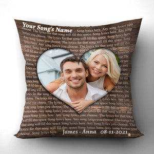 Gift For Couple Pillow, Personalized Love Song Lyrics Gift