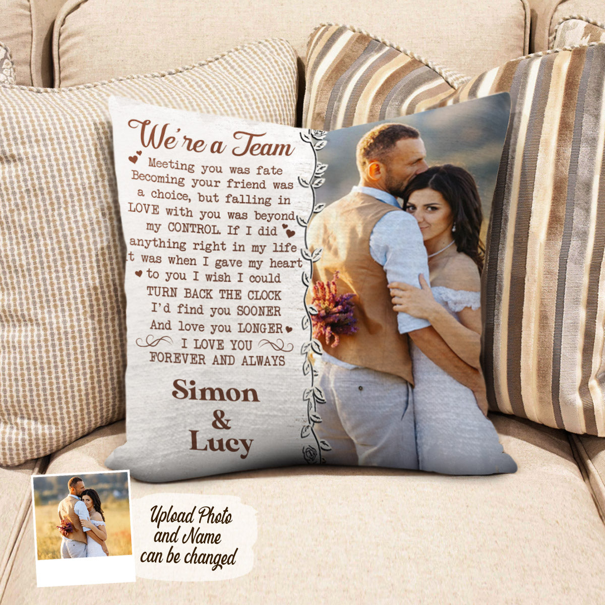 We re A Team Personalized Photo Pillow Gift For Couple