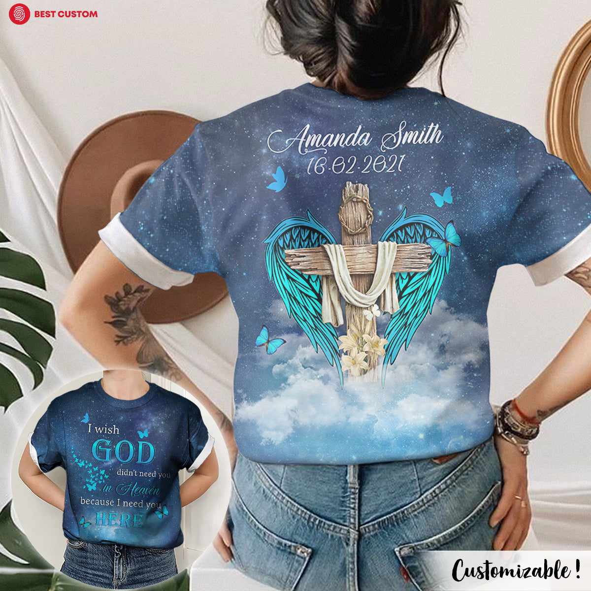I Wish God Didn't Need You In Heaven - Personalized Photo 3D All Over Print Shirt - Memorial