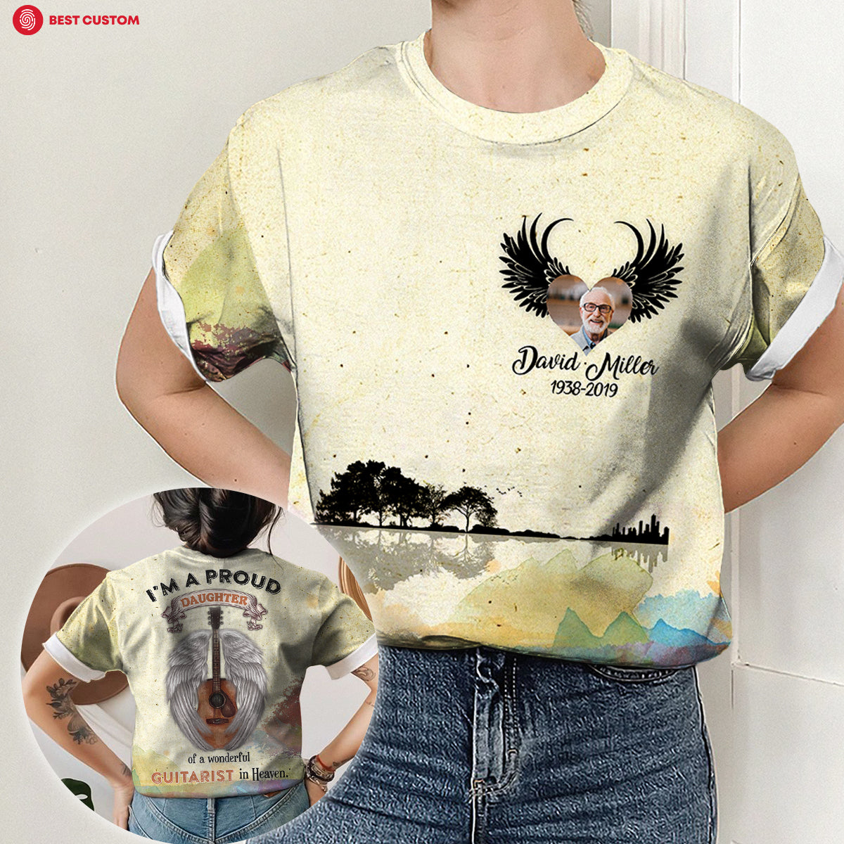 A Wonderful Guitarist In Heaven - Personalized Photo 3D All Over Print Shirt - Memorial