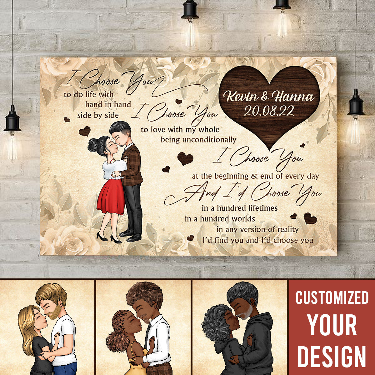 I Choose You - Anniversary, Gift For Spouse, Lover, Husband, Wife, Boyfriend, Girlfriend Canvas - Gift For Couple