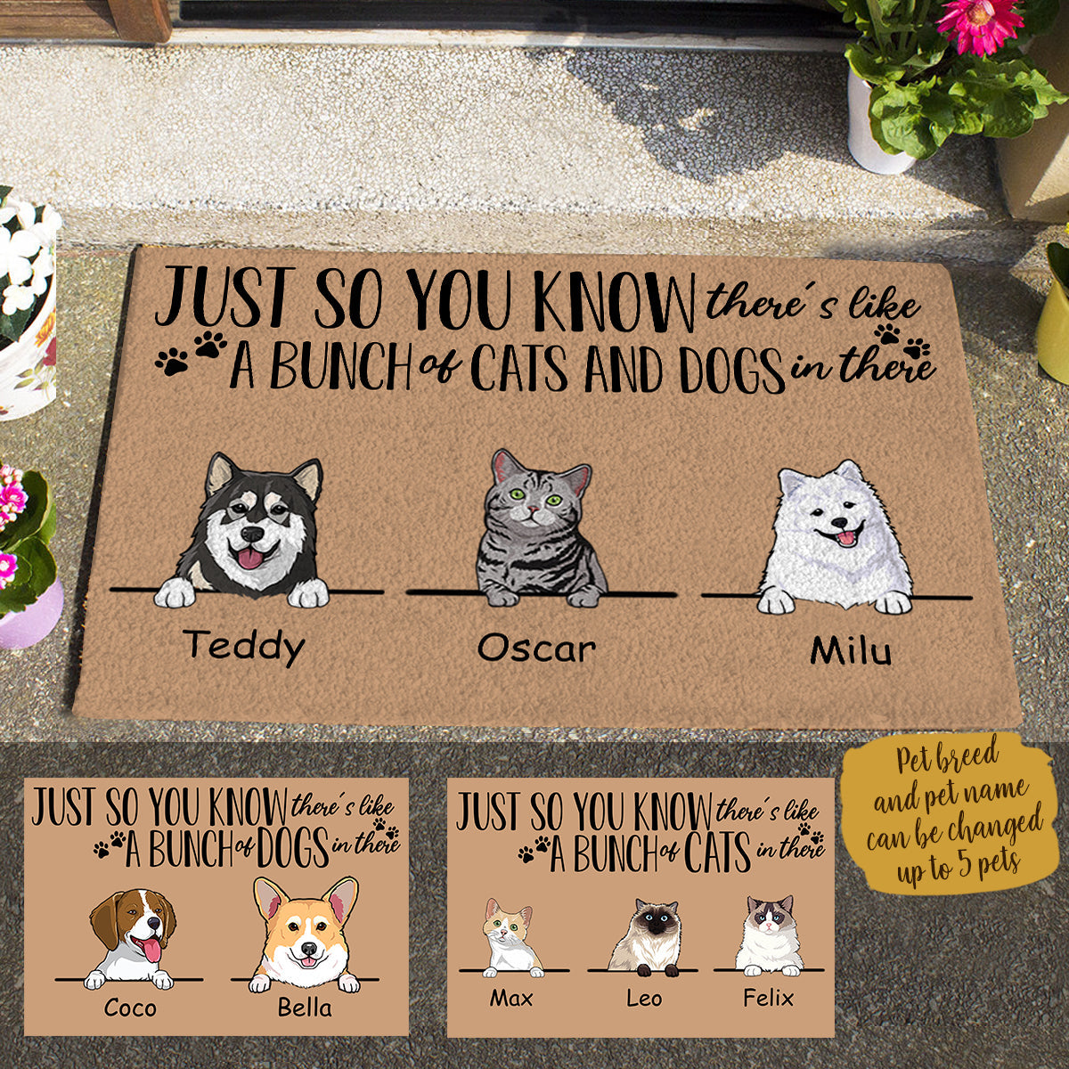 Cute Dog And Naive Cat , Just So You Know There's Like A Bunch Of Dogs And Cats In There For Pet Lovers, Personalized Doormat  HQ Banner_35afd766-ee9b-46cf-9a6d-8b5acbe1d447.jpg?v=1607568302