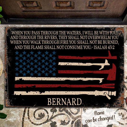 I WIll Be With You Personalized Doormat - Firefighter