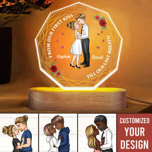 Kissing Couple Till Last Breath - Anniversary, Gift For Spouse, Lover, Husband, Wife, Boyfriend, Girlfriend 3D Led Light Wooden Base - Gift For Couple
