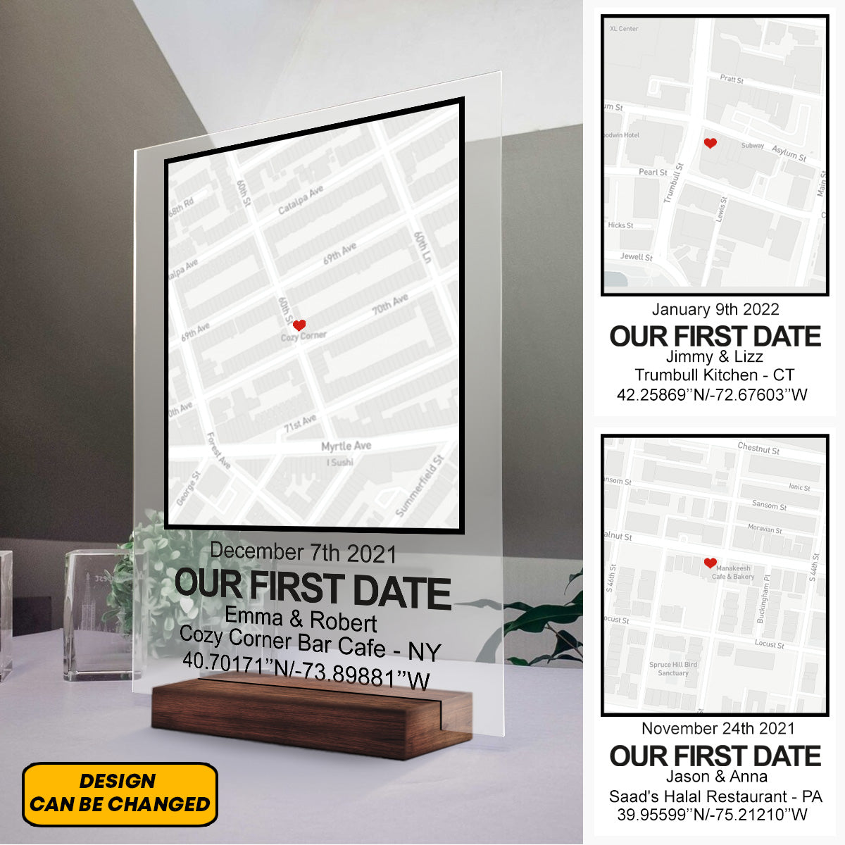 Our First Date Acrylic Plaque Personalized