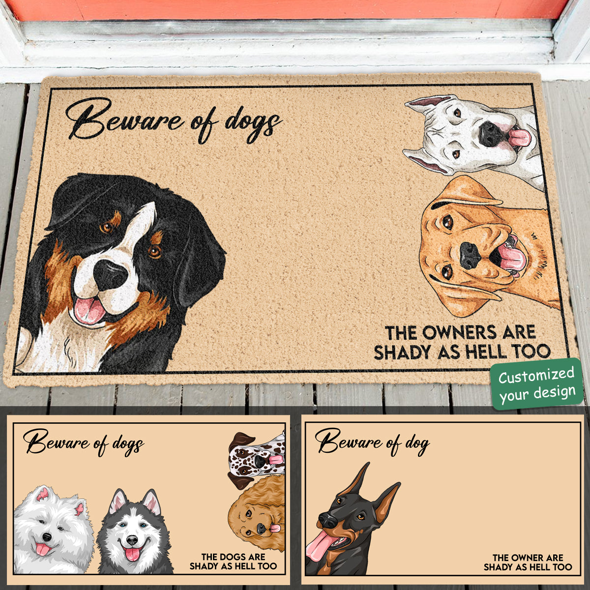 Beware Of Dogs- Personalized Doormat - Funny Gift For Dog Lovers