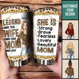 Legend Wife Mom Leopard - Personalized Tumbler - Gift For Wife