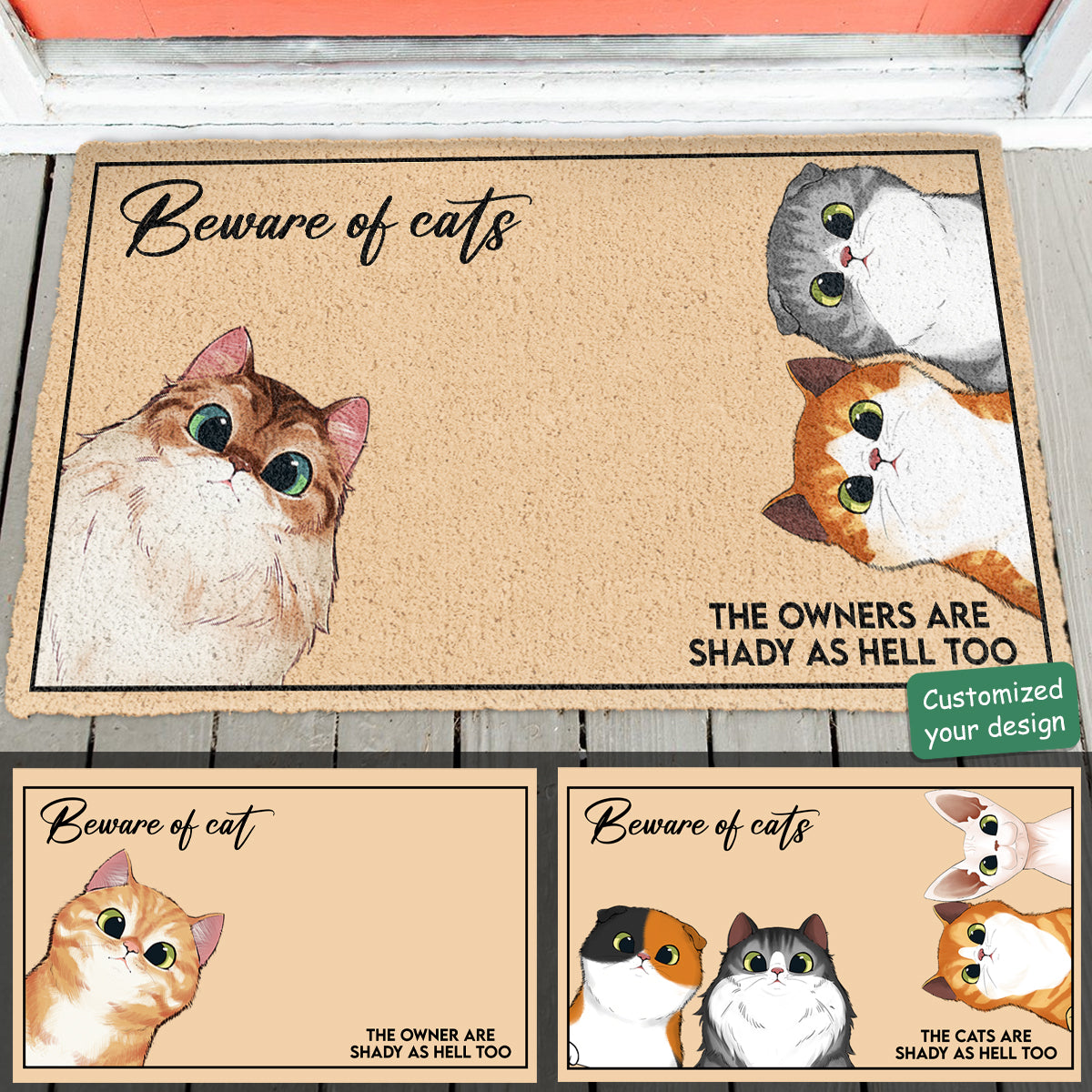 Beware Of Cats- Personalized Doormat - Funny Gift For Cat Lovers
