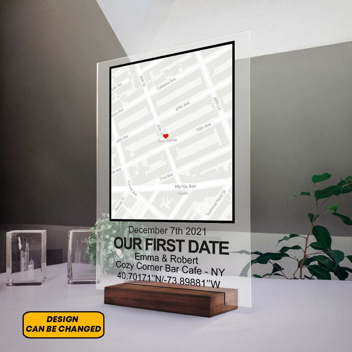 Our First Date Acrylic Plaque Personalized