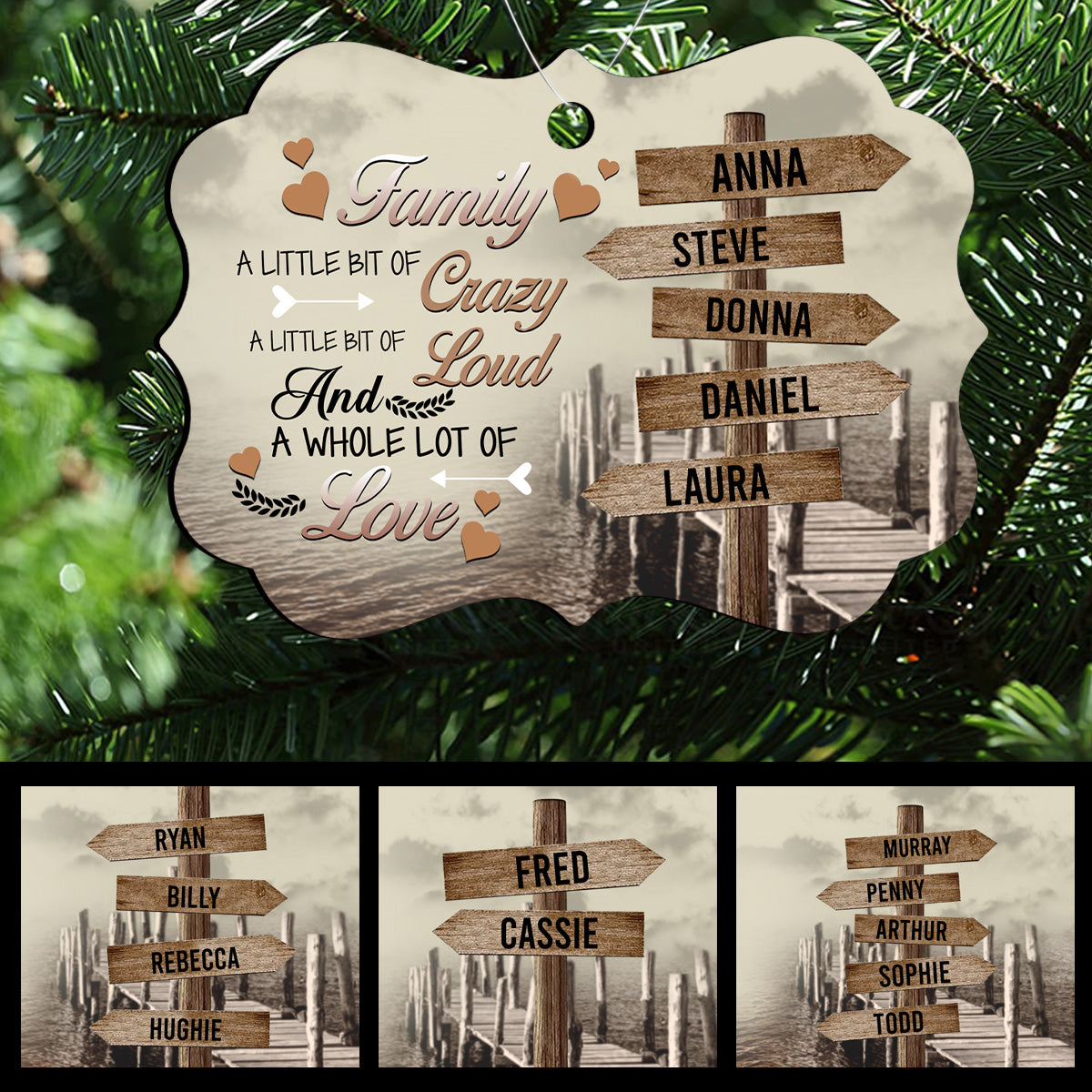 Family Street Sign Custom Name A Little Bit Of Crazy Personalized Aluminum Ornament Gift For Family