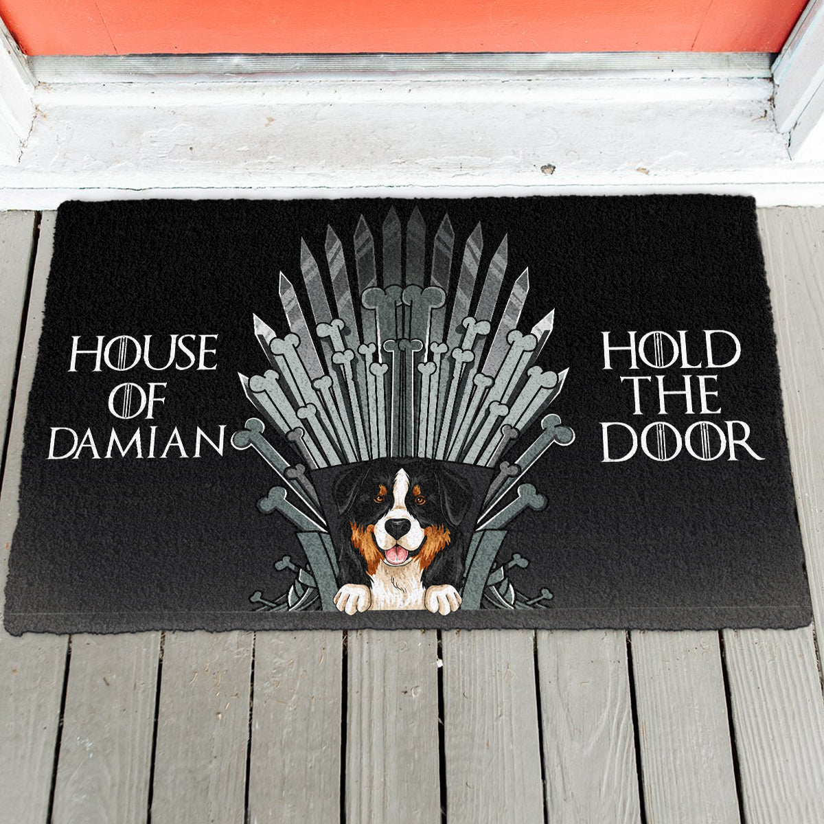 Dog Throne Bend The Knee - Personalized Doormat - Funny, Birthday Gift For Dog Lovers