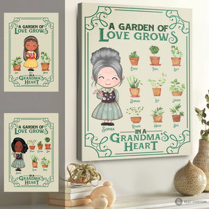 A Garden Of Love Grows In A Grandma's Heart - Personalized Canvas - Gift For Grandma
