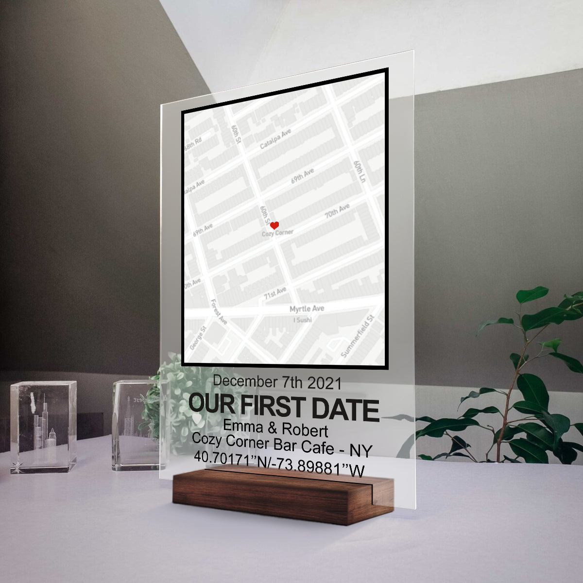 Our First Date Acrylic Plaque Personalized