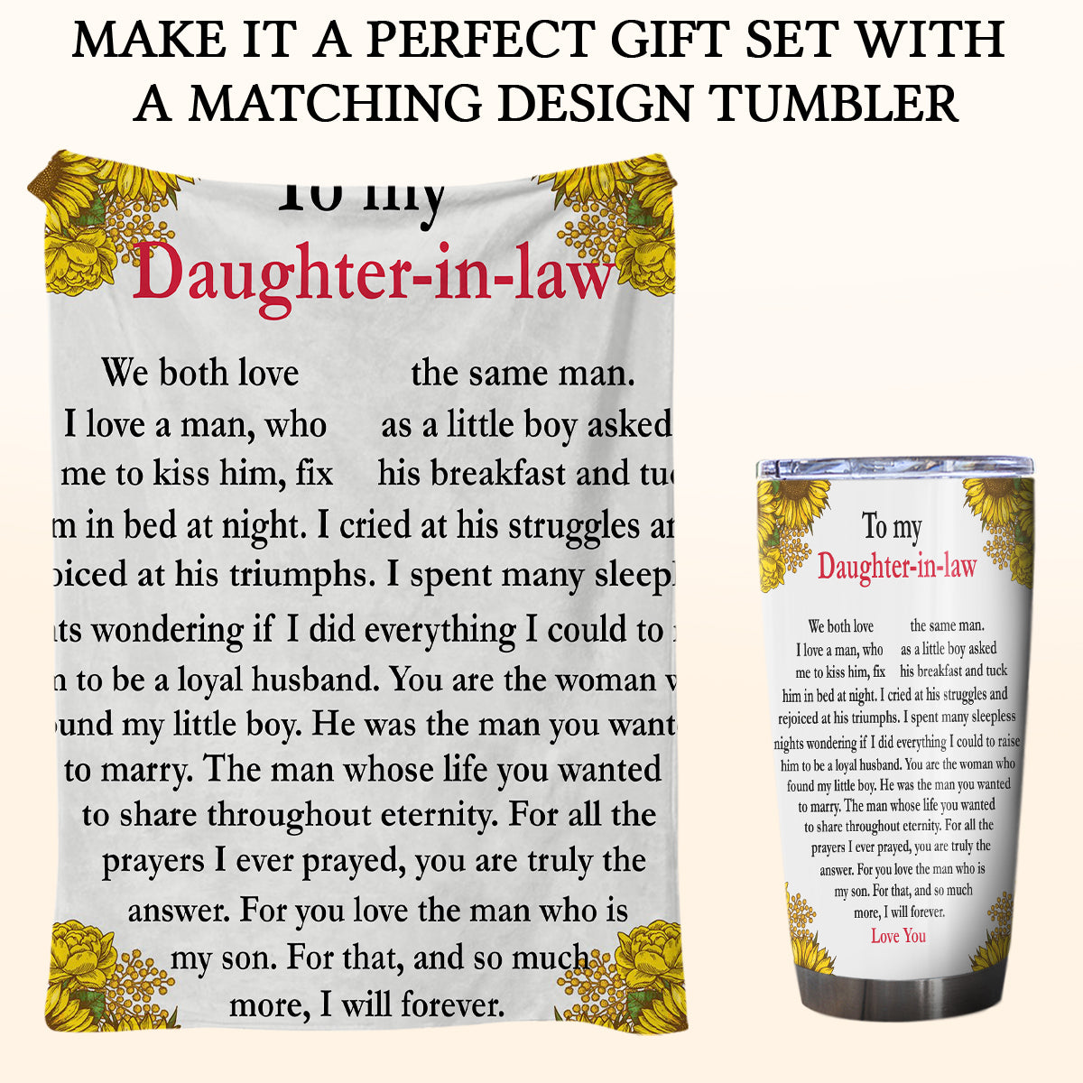 Gift For Daughter-in-law Blanket, Sunflower To My Daughter-in-law We Both Love The Same Man