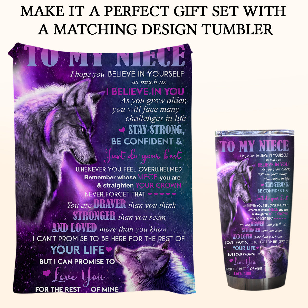 Personalized Gift For Niece Blanket, To My Niece Wolf From Aunt Stay Strong And Be Confident Great