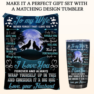 To My Wife Wrap Yourself Up In This And Consider It A Big Hug FLeece Blanket GIft For Wife From Husband Home Decor Bedding Couch Sofa Soft And Comfy Cozy