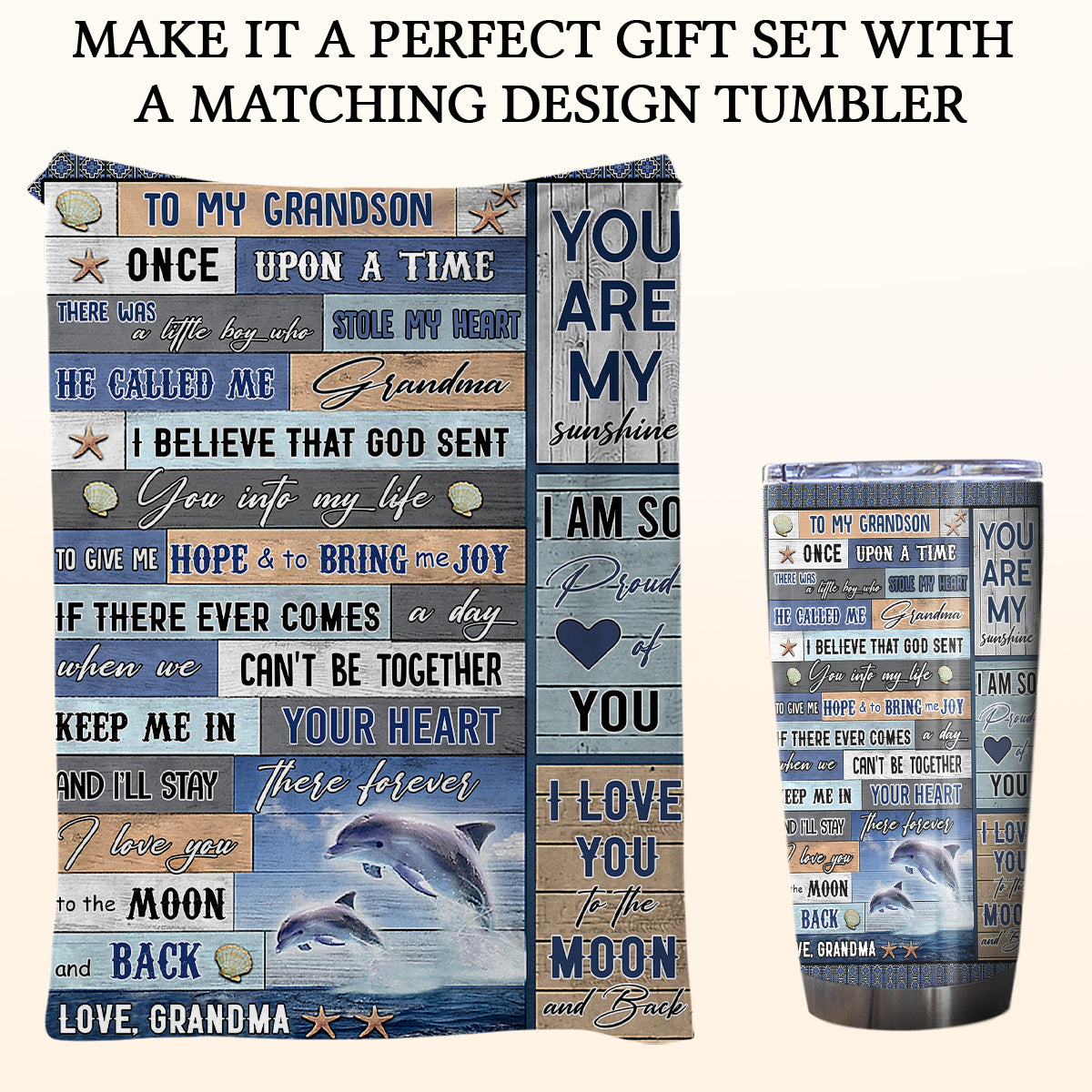 Gift From Grandson Blanket, To My Grandson Love You To The Moon And Back - Love From Grandma