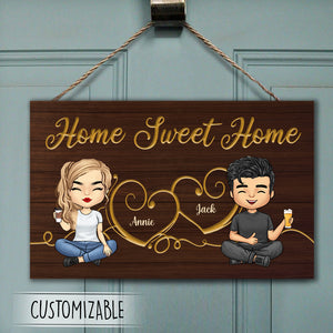 Home Sweet Home - Personalized Wood Sign - Gift For Couple