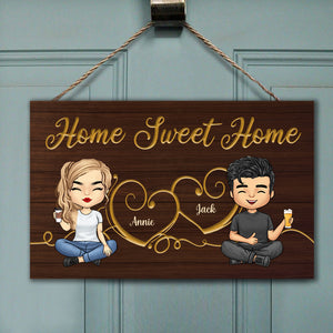 Home Sweet Home - Personalized Wood Sign - Gift For Couple