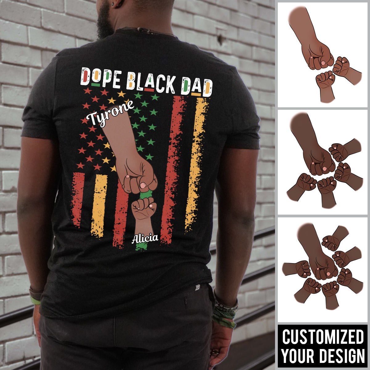 Dope Black Dad Fist Bump - Personalized Back Design Apparel - Gift For Father, Dad, Father's Day, Birthday Gift Bn-fb-647812c1f44af00008f354da.jpg?v=1686042534