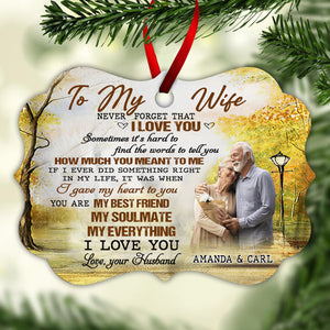 To My Wife Never Forget That I Love You - Personalized Photo Custom Shape Ornament - Gift Fom Husband, Gift For Wife Bn-fb-64d30c639e363d000821d872.jpg?v=1694235163