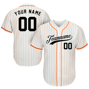 Custom Youth Baseball Jerseys - Gifts For A Baseball Fan - Pinstripe Orange White Black - Father's Day Gifts From Baseball Team