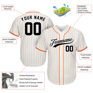 Custom Youth Baseball Jerseys - Gifts For A Baseball Fan - Pinstripe Orange White Black - Father's Day Gifts From Baseball Team