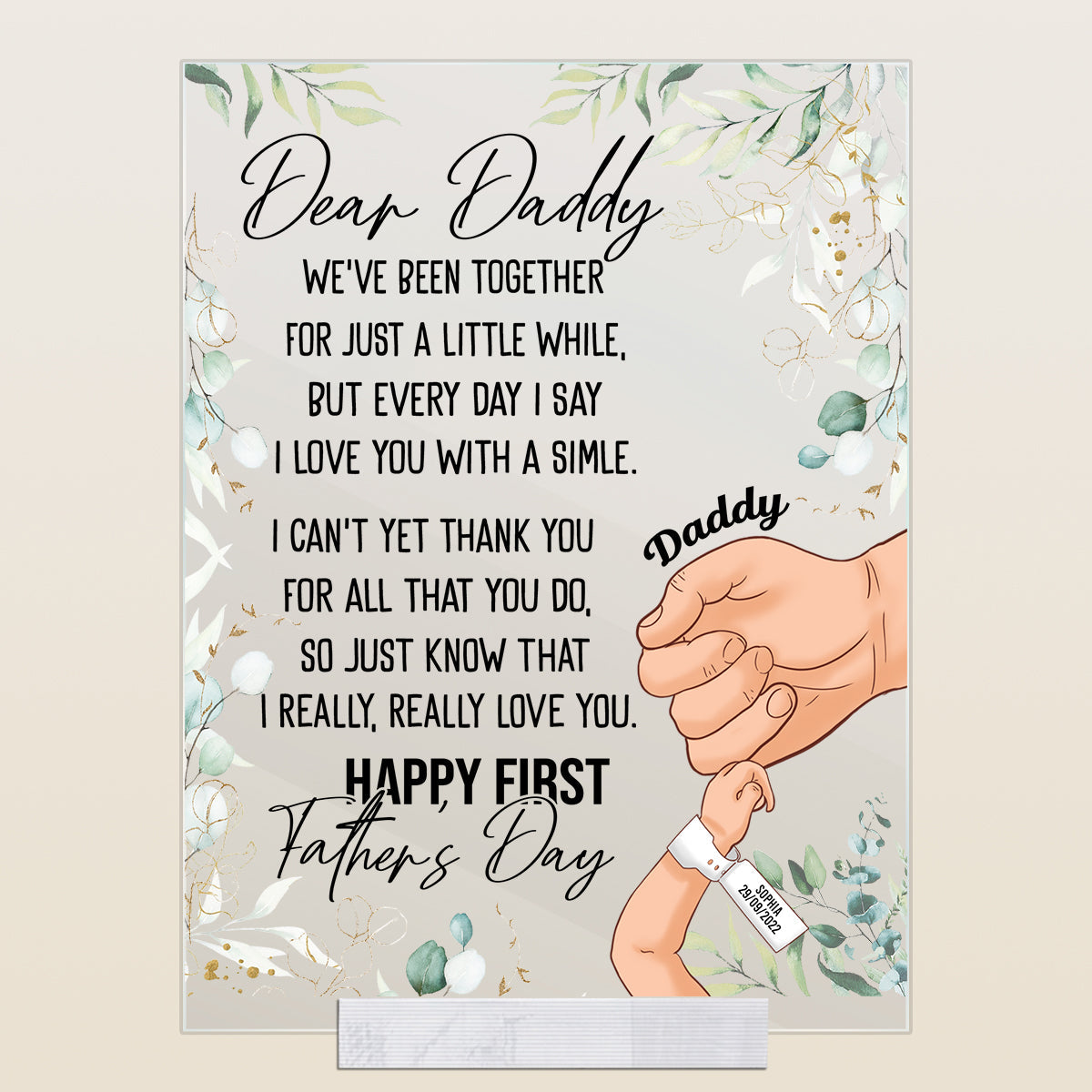 Dear Daddy, I Really Love You - Personalized Acrylic Plaque - Gift For Father, Daddy, First Father's Day DearDaddy_IReallyLoveYou-1.jpg?v=1682481586