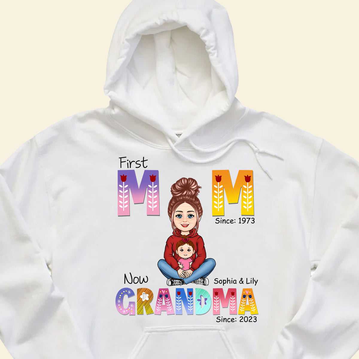First Mom Now Grandma - Personalized Apparel - Gift For Grandma, Nana, Granny, Mother's Day
