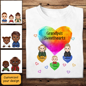 Grandpa Sweethearts Grandkids & Baby - Personalized Shirt - Loving Gift For Grandpa, Papa, Father's Day