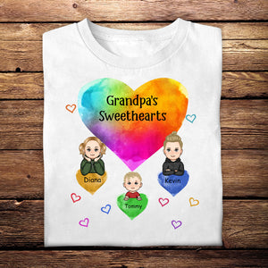 Grandpa Sweethearts Grandkids & Baby - Personalized Shirt - Loving Gift For Grandpa, Papa, Father's Day