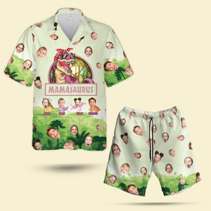 Hawaiian All Over Print Shirt Customize - Mamasaurus - Personalized First Mother's Day Gifts