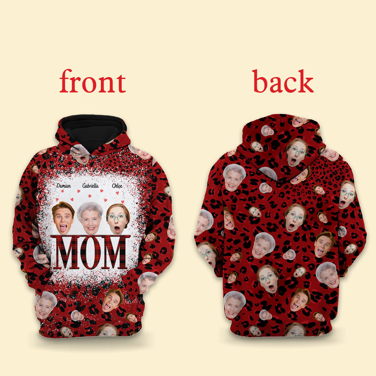 Hilarious 3D All Over Print Personalized Hoodie Kids Mom Faces