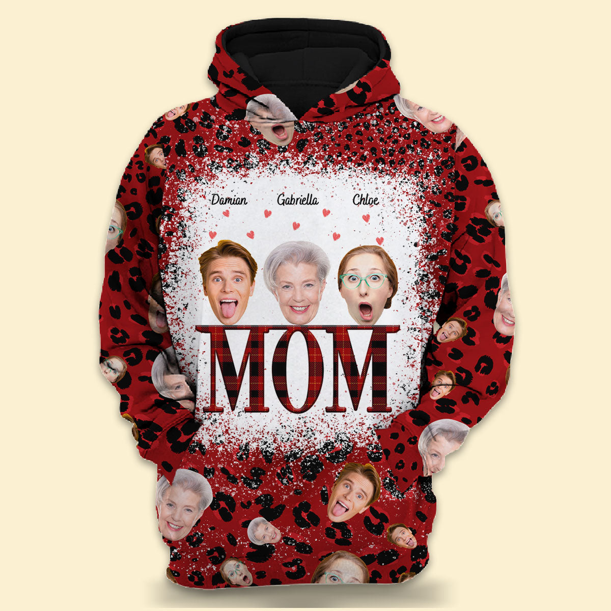 Hilarious 3D All Over Print Personalized Hoodie - Kids & Mom Faces - Best Personalized Mother's Day Gifts