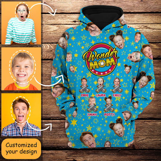 Personalized Photo 3D All Over Print Hoodies - Wonder Mom - Personalized Mother's Day Gift