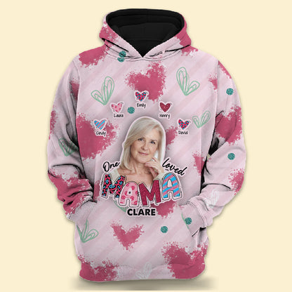 Hoodie 3D All Over Print Personalized With Image - One Loved Mama - Personalized First Mother's Day Gifts