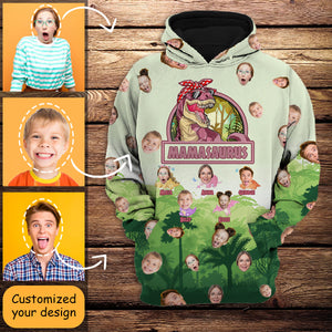 Personalized 3D All Over Print Hoodies With Funny Image - Mamasaurus - Mother's Day Personalized Photo Gifts