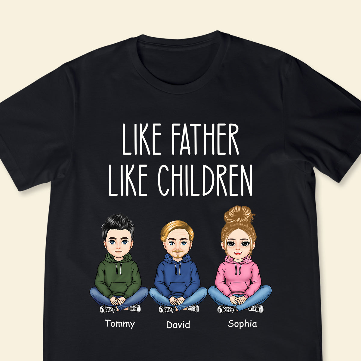 Like Father Like Daughter Like Son Sitting Together - Personalized Apprael - Father's Day, Gift For Father LI4EFE_1.jpg?v=1681891887