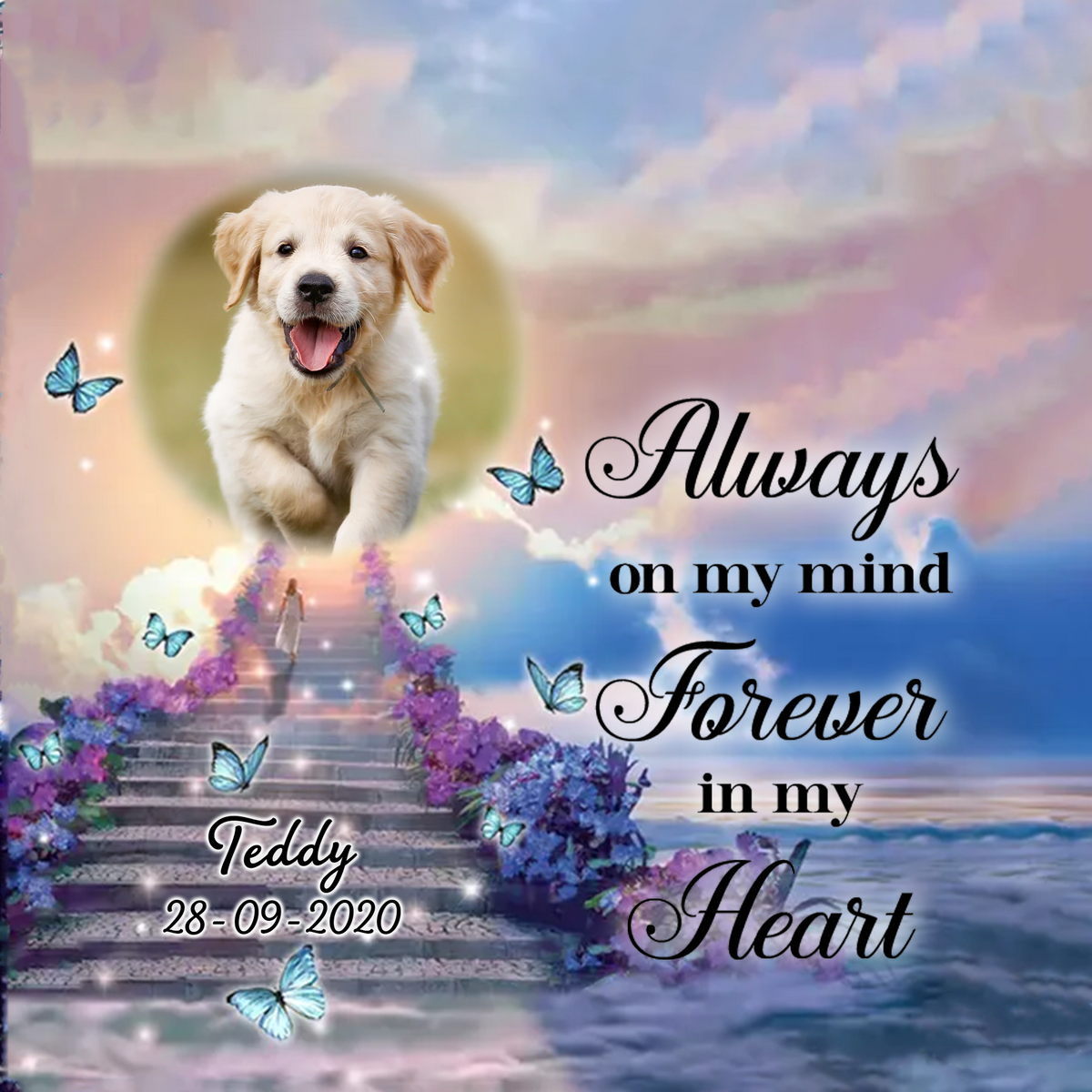 Acrylic Plaque Dog Gift Memorial - Always On My Mind Forever In My Heart - Dog Memorial Gifts For Men